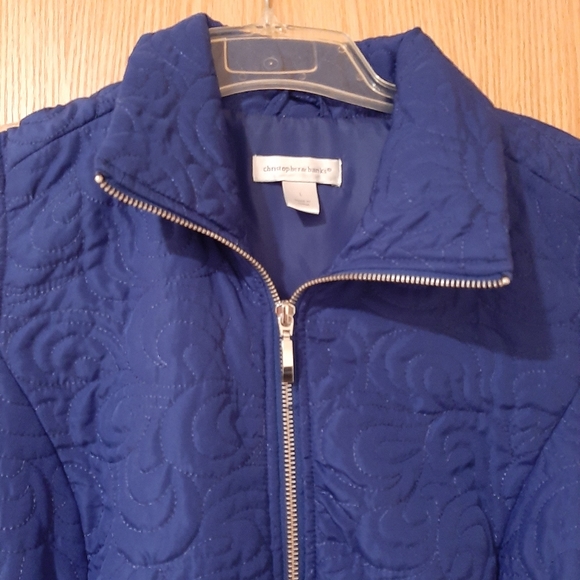 Christopher & Banks Royal Blue Patterned Zip Vest Size Large - Picture 3 of 9